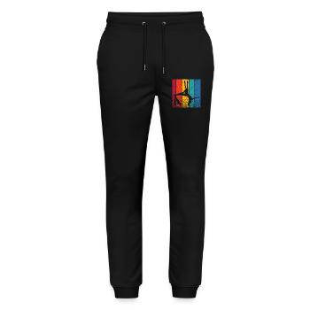 Vertikaltuch Vintage Luftakrobatik Aerial Silk - Stanley/Stella Unisex Bio Jogginghose Mover  - Schwarz - Vorne - Marisol (170cm) & Nik (191cm)