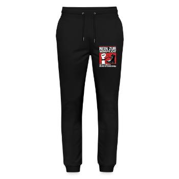 Nein Zur Wehrpflicht - Stanley/Stella Unisex Bio Jogginghose Mover  - Schwarz - Vorne - Marisol (170cm) & Nik (191cm)