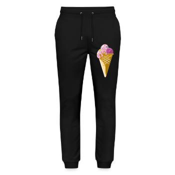 Eiscreme in der Waffel - Stanley/Stella Unisex Bio Jogginghose Mover  - Schwarz - Vorne - Marisol (170cm) & Nik (191cm)