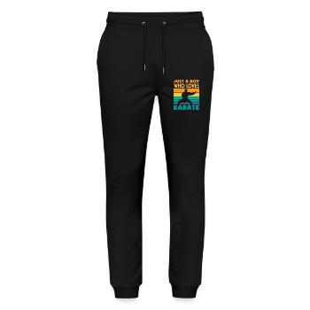 Just a boy who loves karate retro martial arts - Stanley/Stella Mover Unisex Organic Jogging Trousers - black - Front - Marisol (170cm) & Nik (191cm)