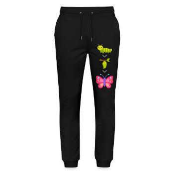 Transformation de chenille en papillon - Pantalon de jogging bio MOVER Stanley/Stella unisexe - noir - Devant - Marisol (170cm) & Nik (191cm)