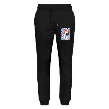 Blue Florals Portrait - Stanley/Stella Mover Unisex Organic Jogging Trousers - black - Front - Marisol (170cm) & Nik (191cm)