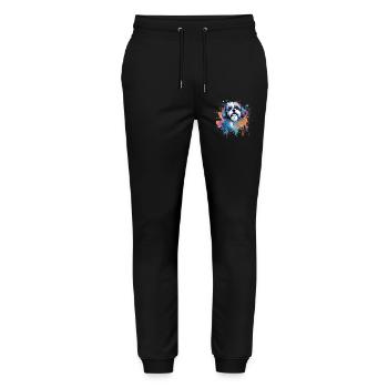 Vibrant Pup Splash Shih Tzu - Stanley/Stella Mover Unisex Organic Jogging Trousers - black - Front - Marisol (170cm) & Nik (191cm)