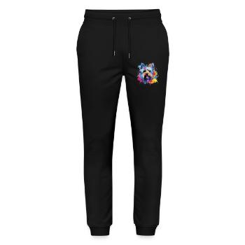 Yorkshire Terrier Dog Coloré Art éclaboussé - Pantalon de jogging bio MOVER Stanley/Stella unisexe - noir - Devant - Marisol (170cm) & Nik (191cm)