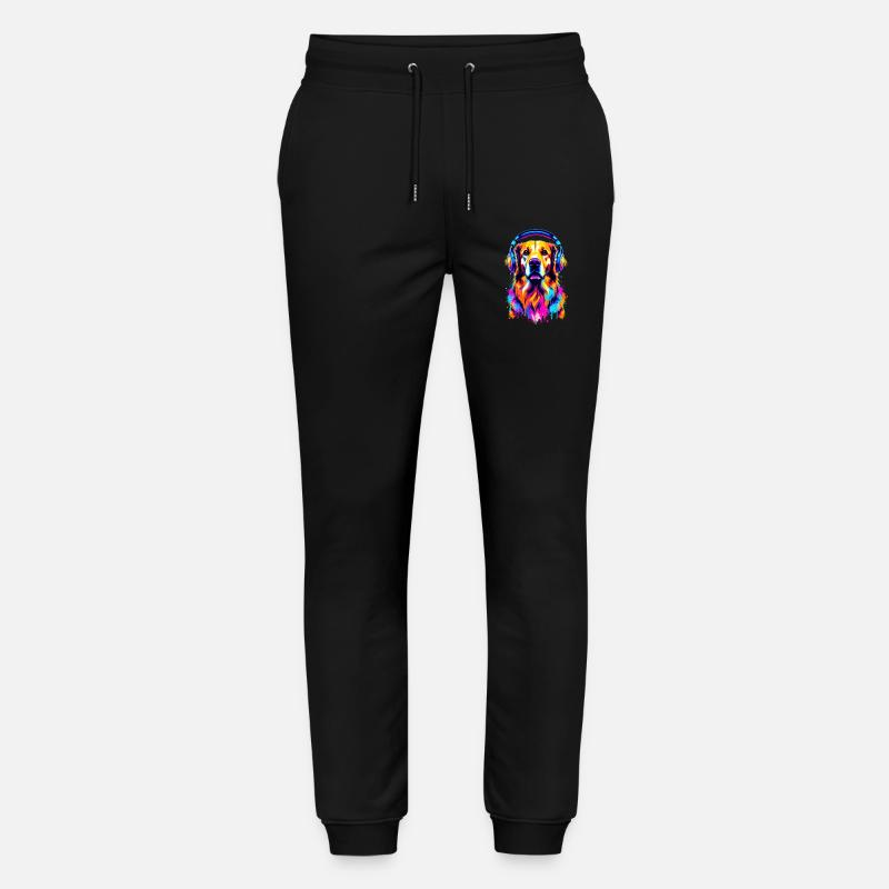 Golden Retriever avec des écouteurs - Pantalon de jogging bio MOVER Stanley/Stella unisexe - noir