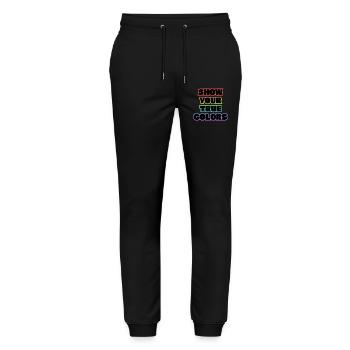 Show Your True Colors LGBT Pride - Stanley/Stella Mover Unisex Organic Jogging Trousers - black - Front - Marisol (170cm) & Nik (191cm)