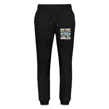 Social Worker Quote Just Add Smiles Social Work - Stanley/Stella Unisex Bio Jogginghose Mover  - Schwarz - Vorne - Marisol (170cm) & Nik (191cm)