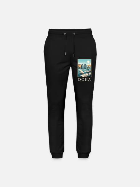 Doha Waterfront Cityscape Katar Reiseplakat - Stanley/Stella Unisex Bio Jogginghose Mover  - Schwarz