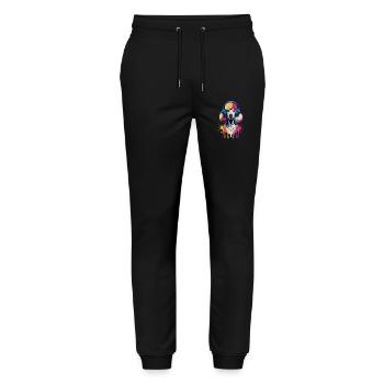Poodle with headphones - Stanley/Stella Mover Unisex Organic Jogging Trousers - black - Front - Marisol (170cm) & Nik (191cm)