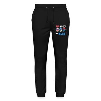 Rot, Weiß, Blau, Patriotischer Vierter Juli - Stanley/Stella Unisex Bio Jogginghose Mover  - Schwarz - Vorne - Marisol (170cm) & Nik (191cm)