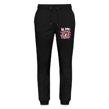 Hello Twelve 12 Ans Est 2014 Anniversaire - Pantalon de jogging bio MOVER Stanley/Stella unisexe - noir - Devant - Marisol (170cm) & Nik (191cm)