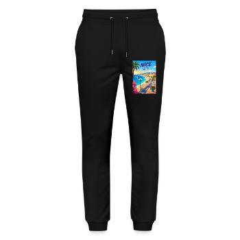 Nice Côte d'Azur Promenade - Pantalon de jogging bio MOVER Stanley/Stella unisexe - noir - Devant - Marisol (170cm) & Nik (191cm)