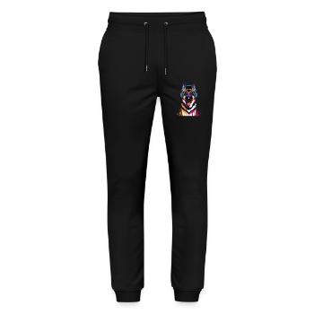 German Shepherd with Headphones - Stanley/Stella Mover Unisex Organic Jogging Trousers - black - Front - Marisol (170cm) & Nik (191cm)