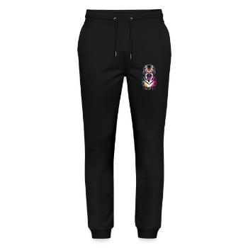 German Shepherd with Headphones - Stanley/Stella Mover Unisex Organic Jogging Trousers - black - Front - Marisol (170cm) & Nik (191cm)
