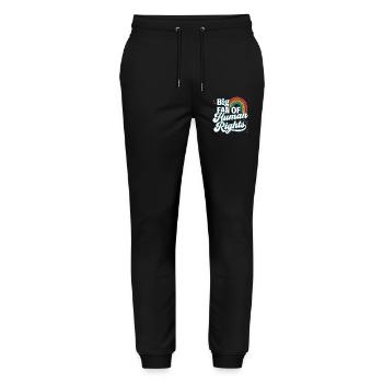 Pride Month LGBTQ - Big Fan of Human Rights - Stanley/Stella Mover Unisex Organic Jogging Trousers - black - Front - Marisol (170cm) & Nik (191cm)