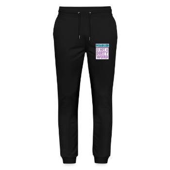 Disabled Is Not a Dirty Word - Stanley/Stella Mover Unisex Organic Jogging Trousers - black - Front - Marisol (170cm) & Nik (191cm)