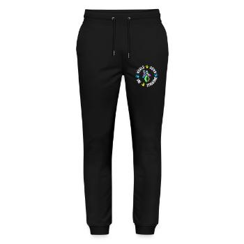 Welt-Down-Syndrom-Sockenkreis - Stanley/Stella Unisex Bio Jogginghose Mover  - Schwarz - Vorne - Marisol (170cm) & Nik (191cm)