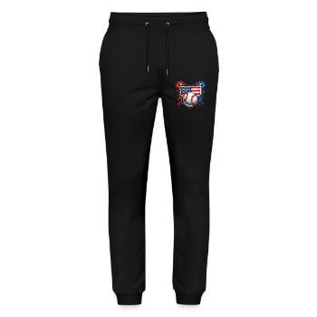 American Baseball USA Vintage Flag - Stanley/Stella Mover Unisex Organic Jogging Trousers - black - Front - Marisol (170cm) & Nik (191cm)