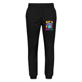 80er90er Neon TV Retro - Stanley/Stella Unisex Bio Jogginghose Mover  - Schwarz - Vorne - Marisol (170cm) & Nik (191cm)