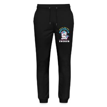 Die Königin Will Zocken Lustiges Einhorn Gamer - Stanley/Stella Unisex Bio Jogginghose Mover  - Schwarz - Vorne - Marisol (170cm) & Nik (191cm)