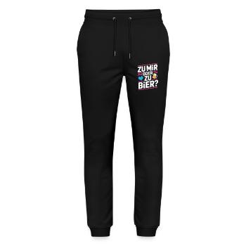 Bier Zu Mir Oder Zu Bier Flirt Single Party Malle - Stanley/Stella Unisex Bio Jogginghose Mover  - Schwarz - Vorne - Marisol (170cm) & Nik (191cm)
