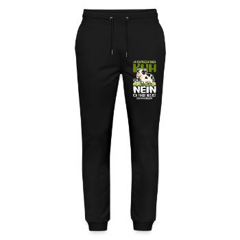 Ja Ich Rieche Nach Kuh Bauer Landwirt Spruch - Stanley/Stella Unisex Bio Jogginghose Mover  - Schwarz - Vorne - Marisol (170cm) & Nik (191cm)