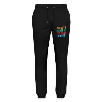 Fan de jeux d’argent prêt à gagner jackpot et à répéter le casino - Pantalon de jogging bio MOVER Stanley/Stella unisexe - noir - Devant - Marisol (170cm) & Nik (191cm)
