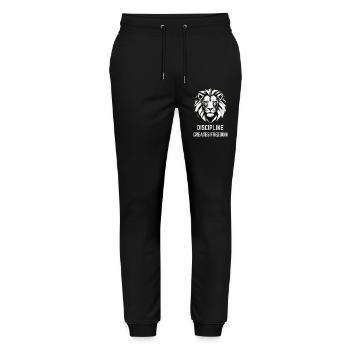 Discipline Creates Freedom Lion - Stanley/Stella Mover Unisex Organic Jogging Trousers - black - Front - Marisol (170cm) & Nik (191cm)
