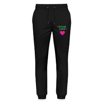 Sugar Love Herz Neon Retro - Stanley/Stella Unisex Bio Jogginghose Mover  - Schwarz - Vorne - Marisol (170cm) & Nik (191cm)