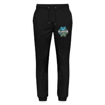 Alessia als Vorname - Stanley/Stella Unisex Bio Jogginghose Mover  - Schwarz - Vorne - Marisol (170cm) & Nik (191cm)