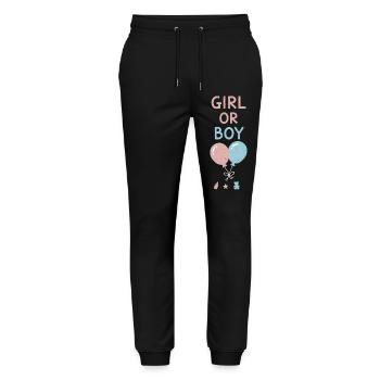 Gender Reveal Girl Or Boy Baby Shower Pregnancy - Stanley/Stella Mover Unisex Organic Jogging Trousers - black - Front - Marisol (170cm) & Nik (191cm)
