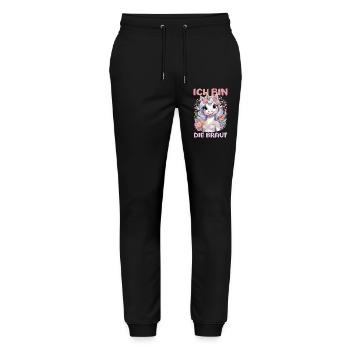 Ich Bin Die Braut Jga Einhorn Blumen Hochzeit - Stanley/Stella Unisex Bio Jogginghose Mover  - Schwarz - Vorne - Marisol (170cm) & Nik (191cm)
