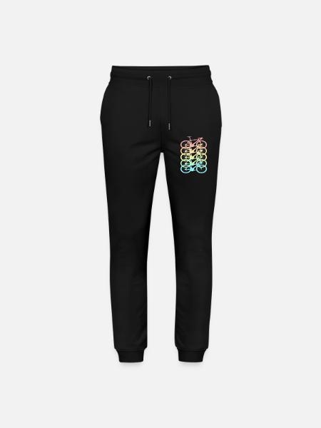 Bicycle Retro Pastel Rainbow - Stanley/Stella Mover Unisex Organic Jogging Trousers - black