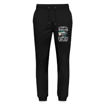 Dictons drôles de nageurs et conception de clubs de natation - Pantalon de jogging bio MOVER Stanley/Stella unisexe - noir - Devant - Marisol (170cm) & Nik (191cm)