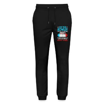 Bowling Spruch Bowler Kegeln Spieler - Stanley/Stella Unisex Bio Jogginghose Mover  - Schwarz - Vorne - Marisol (170cm) & Nik (191cm)