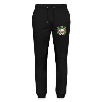 Axolotl in Leprechaun Hat - Stanley/Stella Mover Unisex Organic Jogging Trousers - black - Front - Marisol (170cm) & Nik (191cm)