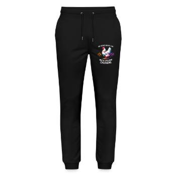 Leghorn Hühner Herzlinie - Stanley/Stella Unisex Bio Jogginghose Mover  - Schwarz - Vorne - Marisol (170cm) & Nik (191cm)