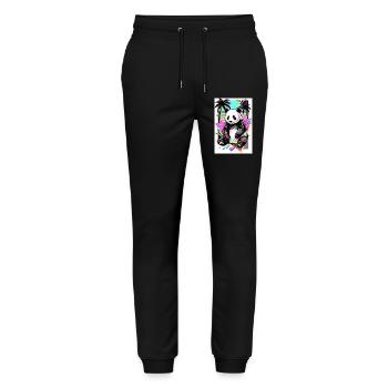 Panda - Stanley/Stella Unisex Bio Jogginghose Mover  - Schwarz - Vorne - Marisol (170cm) & Nik (191cm)
