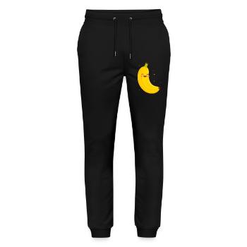 Happy Banana Cartoon - Stanley/Stella Mover Unisex Organic Jogging Trousers - black - Front - Marisol (170cm) & Nik (191cm)
