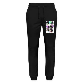 Panda - Stanley/Stella Unisex Bio Jogginghose Mover  - Schwarz - Vorne - Marisol (170cm) & Nik (191cm)