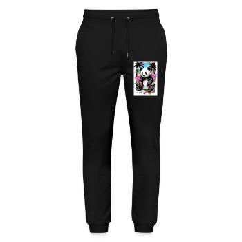Panda - Stanley/Stella Unisex Bio Jogginghose Mover  - Schwarz - Vorne - Marisol (170cm) & Nik (191cm)