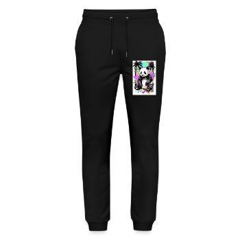 Panda - Stanley/Stella Unisex Bio Jogginghose Mover  - Schwarz - Vorne - Marisol (170cm) & Nik (191cm)