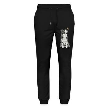 Border Collie avec dessin croquis papillon - Pantalon de jogging bio MOVER Stanley/Stella unisexe - noir - Devant - Marisol (170cm) & Nik (191cm)