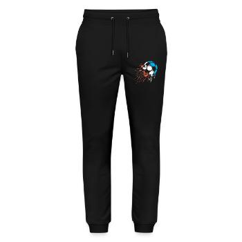 Ballexplosion mit WM Fußballteam Frankreich  - Stanley/Stella Unisex Bio Jogginghose Mover  - Schwarz - Vorne - Marisol (170cm) & Nik (191cm)