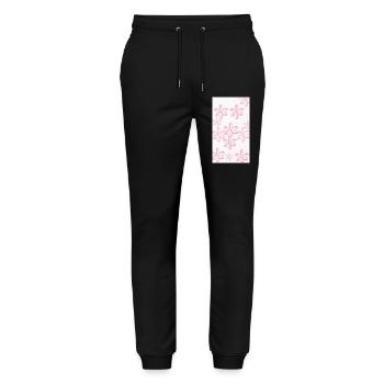 Motif de fleurs aquarelles roses - Pantalon de jogging bio MOVER Stanley/Stella unisexe - noir - Devant - Marisol (170cm) & Nik (191cm)