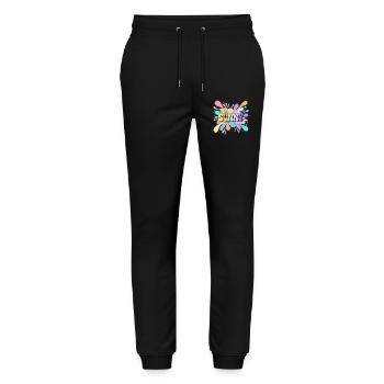 Sunny Splash Farbausbruch - Stanley/Stella Unisex Bio Jogginghose Mover  - Schwarz - Vorne - Marisol (170cm) & Nik (191cm)