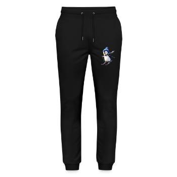 Skipinguin mit Wintermütze - Stanley/Stella Unisex Bio Jogginghose Mover  - Schwarz - Vorne - Marisol (170cm) & Nik (191cm)