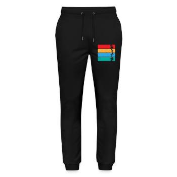 Design rétro des rayures champignons - Pantalon de jogging bio MOVER Stanley/Stella unisexe - noir - Devant - Marisol (170cm) & Nik (191cm)