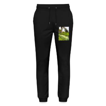 Paradis tropical avec des nénuphars - Pantalon de jogging bio MOVER Stanley/Stella unisexe - noir - Devant - Marisol (170cm) & Nik (191cm)