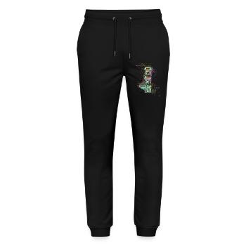 Aikido Unify Colored Kanji Calligraphy Design - Stanley/Stella Mover Unisex Organic Jogging Trousers - black - Front - Marisol (170cm) & Nik (191cm)